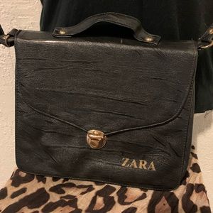 ZARA black leather crossbody purse